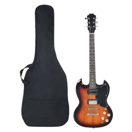 Električna gitara za početnike s torbom smeđa-crna 4/4 39 ”