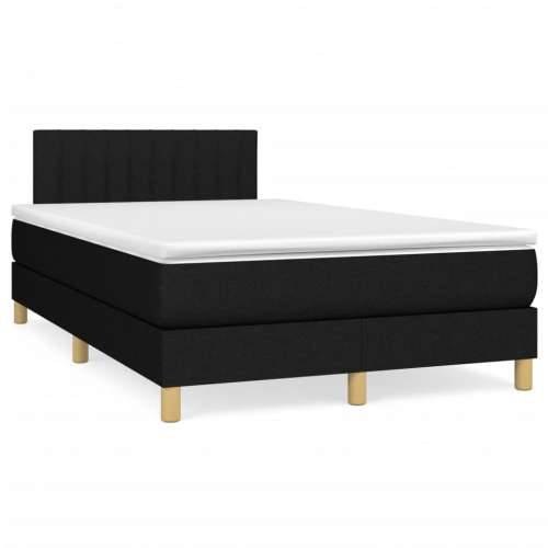 Krevet box spring s madracem crni 120 x 190 cm od tkanine - Crna 120 x 190 cm Okomite pruge Cijena