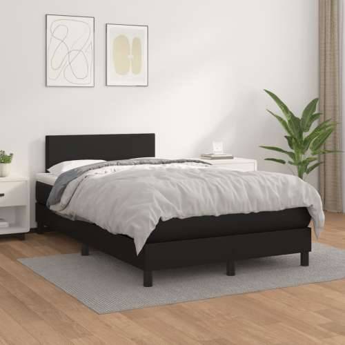 Krevet s oprugama i madracem crni 120x190 cm od umjetne kože - Crna 120 x 190 cm Gladak dizajn Cijena