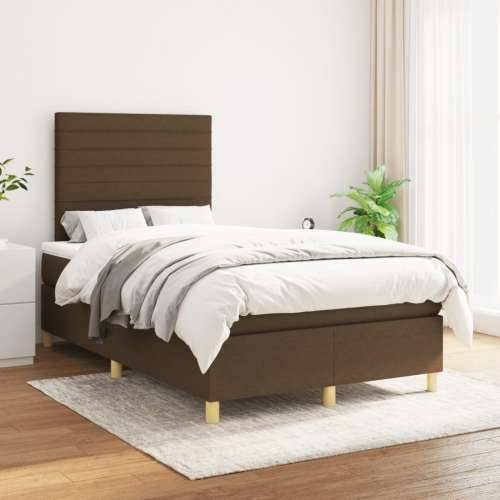 Krevet box spring s madracem tamnosmeđi 120 x 190 cm od tkanine - Tamno smeđa 120 x 190 cm vodoravne pruge Cijena