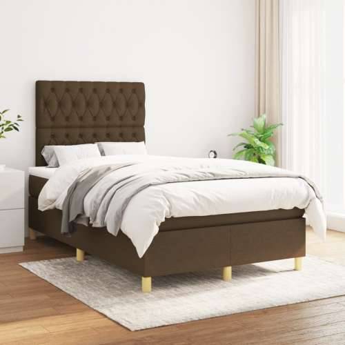Krevet box spring s madracem tamnosmeđi 120 x 190 cm od tkanine - Tamno smeđa 120 x 190 cm Dizajn s gumbima Cijena