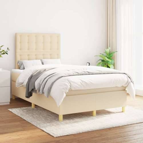 Krevet box spring s madracem krem 120 x 190 cm od tkanine - Krema 120 x 190 cm gumbi Cijena