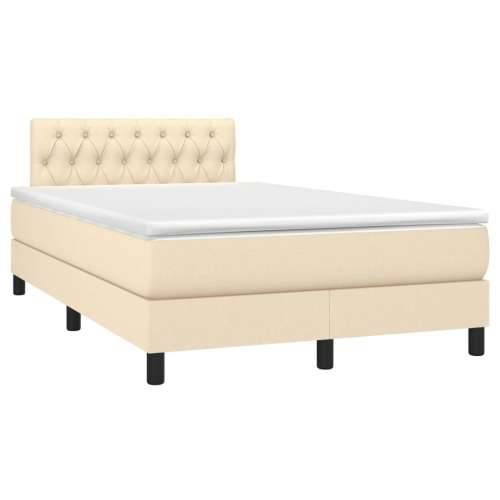 Krevet s oprugama i madracem LED krem 120 x 190 cm od tkanine - Krema 120 x 190 cm Dizajn s gumbima Cijena