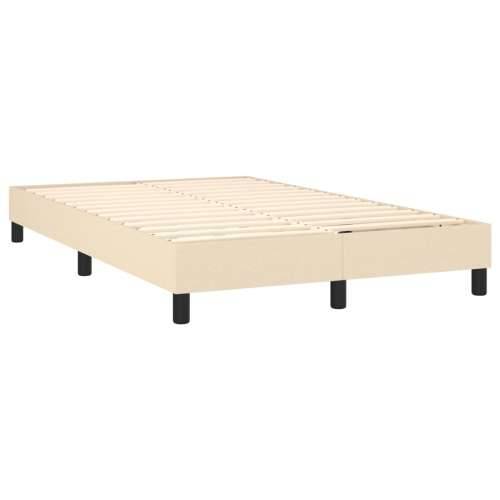 Krevet s oprugama i madracem LED krem 120 x 190 cm od tkanine - Krema 120 x 190 cm Dizajn s gumbima Cijena