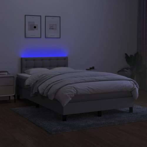 Krevet s oprugama i madracem LED svjetlosivi 120x190 cm tkanina - Svjetlosiva 120 x 190 cm gumbi Cijena
