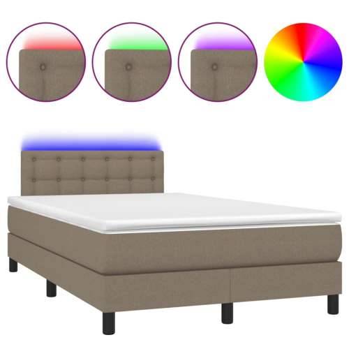 Krevet s oprugama i madracem LED smeđesivi 120x190cm od tkanine - Sivo-smeđa 120 x 190 cm gumbi Cijena
