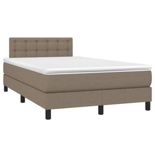 Krevet s oprugama i madracem LED smeđesivi 120x190cm od tkanine - Sivo-smeđa 120 x 190 cm gumbi Cijena