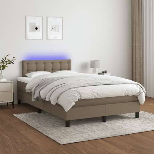 Krevet s oprugama i madracem LED smeđesivi 120x190cm od tkanine - Sivo-smeđa 120 x 190 cm gumbi Cijena