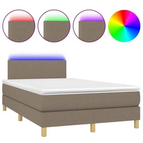 Krevet s oprugama i madracem LED smeđesivi 120x190cm od tkanine - Sivo-smeđa 120 x 190 cm Gladak dizajn Cijena