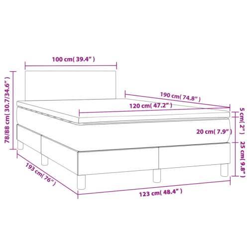 Krevet s oprugama i madracem LED smeđesivi 120x190cm od tkanine - Sivo-smeđa 120 x 190 cm Gladak dizajn Cijena