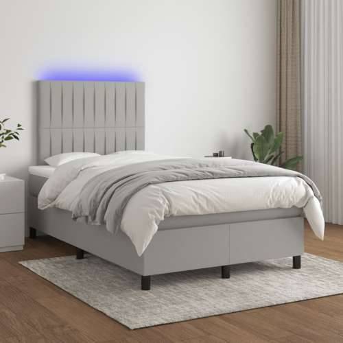 Krevet s oprugama i madracem LED svjetlosivi 120x190 cm tkanina - Svjetlosiva 120 x 190 cm Okomite pruge Cijena