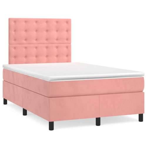 Krevet box spring s madracem LED ružičasti 120x190cm baršunasti - Ružičasta 120 x 190 cm gumbi Cijena