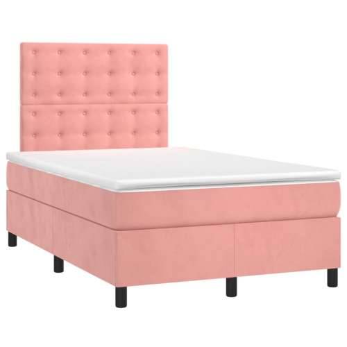 Krevet box spring s madracem LED ružičasti 120x190cm baršunasti - Ružičasta 120 x 190 cm gumbi Cijena