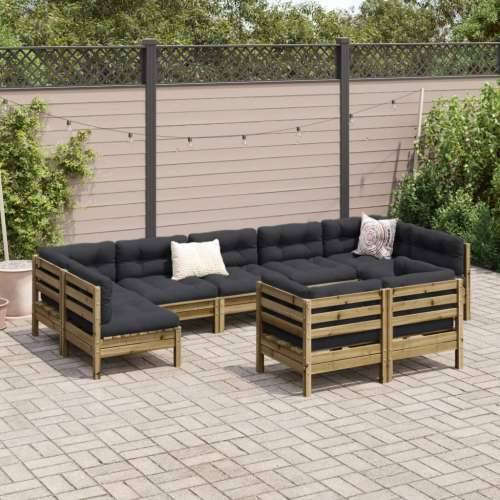 Vrtna garnitura - 9-dijelni set vrtnih sofa s jastucima od impregnirane borovine - Prirodno impregnirano 1 Cijena