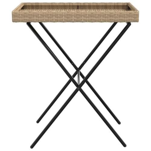 Sklopivi stol s pladnjem bež 65 x 40 x 75 cm od poliratana - Bež 1 Cijena