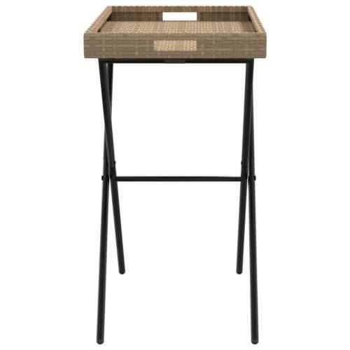 Sklopivi stol s pladnjem bež 65 x 40 x 75 cm od poliratana - Bež 1 Cijena
