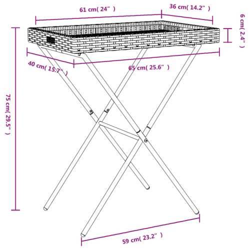 Sklopivi stol s pladnjem bež 65 x 40 x 75 cm od poliratana - Bež 1 Cijena
