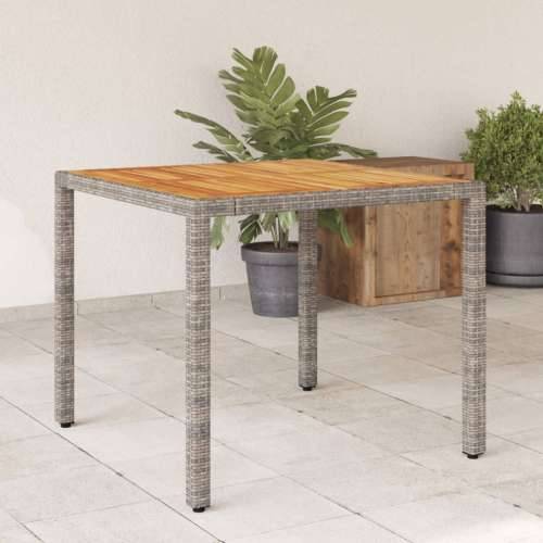 Vrtni stol s pločom od drva bagrema sivi 90x90x75 cm poliratana - Siva 90 x 90 x 75 cm 1 Cijena