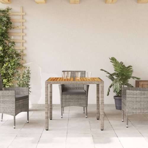 Vrtni stol s pločom od drva bagrema sivi 90x90x75 cm poliratana - Siva 90 x 90 x 75 cm 1 Cijena
