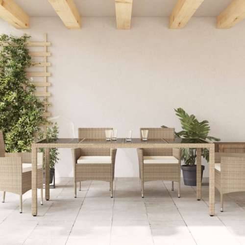 Vrtni stol sa staklenom pločom bež 190x90x75 cm poliratan - Bež 1 Cijena
