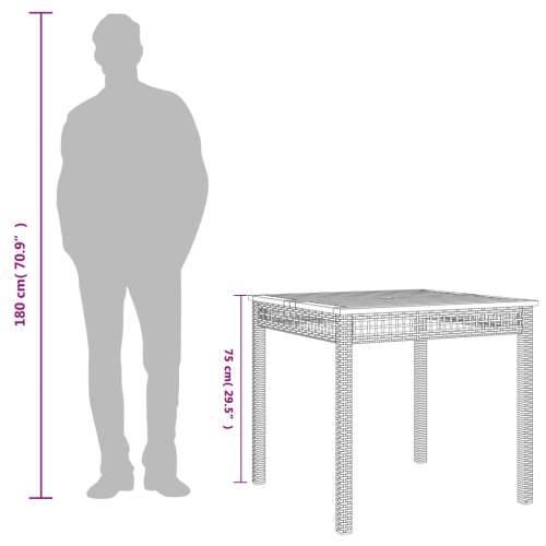Vrtni stol bež 80 x 80 x 75 cm od poliratana i drva bagrema - Bež i smeđa 80 x 80 x 75 cm 1 Cijena