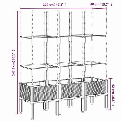 Vrtna sadilica s rešetkom plava siva 120 x 40 x 142,5 cm PP - Plavo-siva 120 x 40 x 142.5 cm 1 Cijena