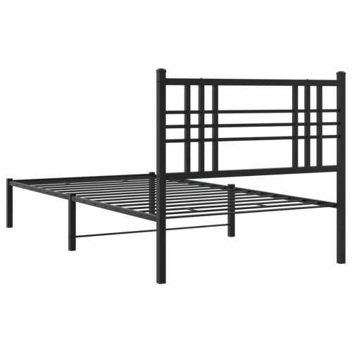 Metalni okvir za krevet s uzglavljem crni 100x190 cm - Crna 100 x 190 cm s uzglavljem Cijena