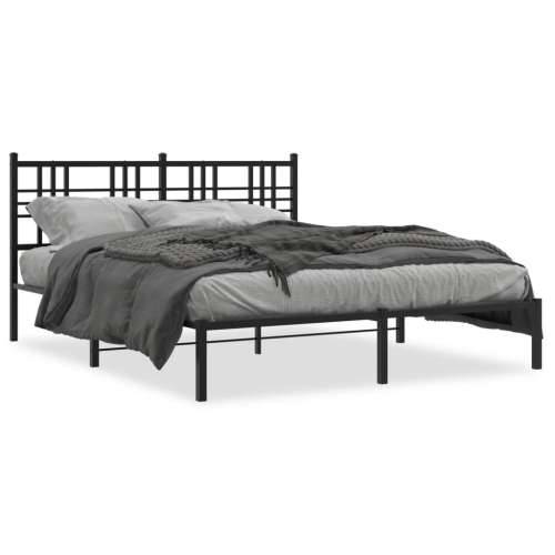 Metalni okvir za krevet s uzglavljem crni 150x200 cm - Crna 150 x 200 cm s uzglavljem Cijena