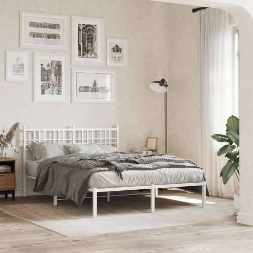 Metalni okvir za krevet s uzglavljem bijeli 120 x 190 cm - Bijela 120 x 190 cm s uzglavljem Cijena