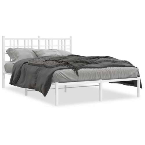 Metalni okvir za krevet s uzglavljem bijeli 135x190 cm - Bijela 135 x 190 cm s uzglavljem Cijena