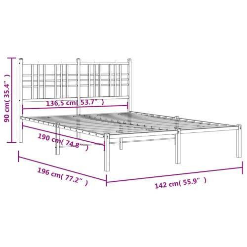 Metalni okvir za krevet s uzglavljem bijeli 135x190 cm - Bijela 135 x 190 cm s uzglavljem Cijena