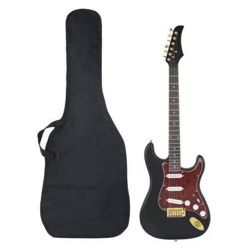 Električna gitara za početnike s torbom crna-zlatna 4/4 39 ”
