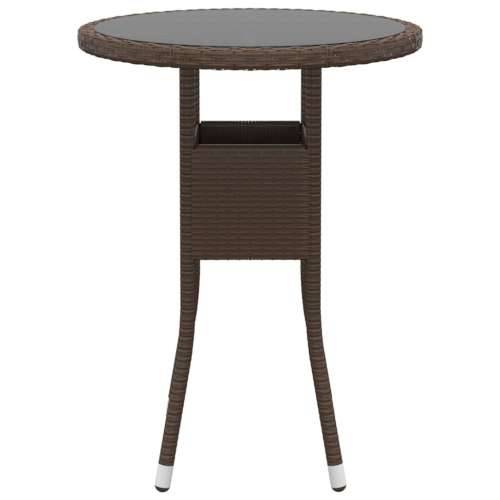 3-dijelni vrtni bistro set poliratan i kaljeno staklo smeđi - Smeđa Ø 60 cm table 2 Cijena