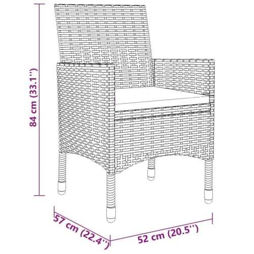 3-dijelni vrtni bistro set poliratan i kaljeno staklo smeđi - Smeđa Ø 60 cm table 2 Cijena