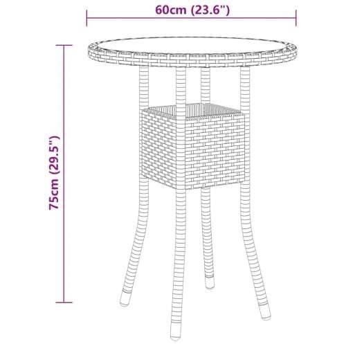 3-dijelni vrtni bistro set poliratan i kaljeno staklo smeđi - Smeđa Ø 60 cm table 2 Cijena