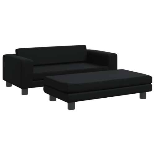 Dječja sofa s tabureom crna 100 x 50 x 30 cm od umjetne kože - Crna Cijena