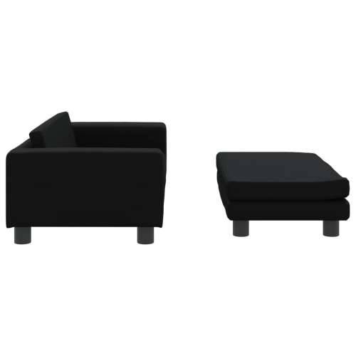 Dječja sofa s tabureom crna 100 x 50 x 30 cm od umjetne kože - Crna Cijena