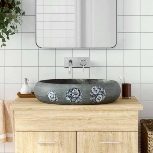 Nadgradni umivaonik sivi ovalni 59 x 40 x 15 cm keramički Cijena