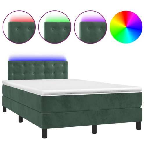 Krevet s oprugama i madracem LED tamnozelenim 120x190 cm baršun - Tamnozelena 120 x 190 cm gumbi Cijena