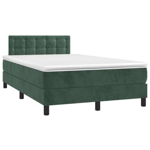Krevet s oprugama i madracem LED tamnozelenim 120x190 cm baršun - Tamnozelena 120 x 190 cm gumbi Cijena
