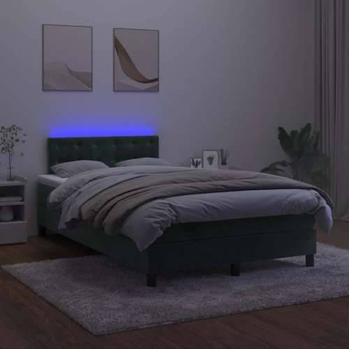 Krevet s oprugama i madracem LED tamnozelenim 120x190 cm baršun - Tamnozelena 120 x 190 cm gumbi Cijena