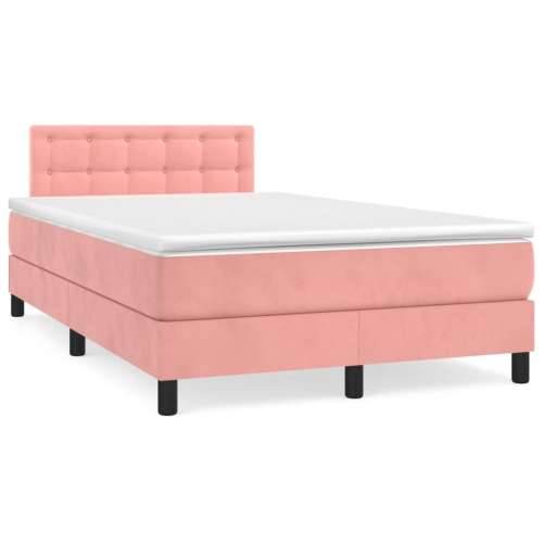 Krevet box spring s madracem LED ružičasti 120x190cm baršunasti - Ružičasta 120 x 190 cm gumbi Cijena