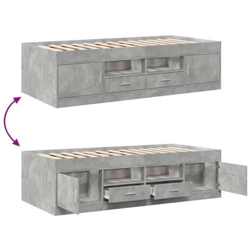 Dnevni krevet s ladicama bez madraca siva boja betona 75x190 cm - Beton siva 75 x 190 cm Cijena