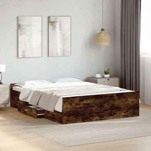 Okvir kreveta s ladicama boja hrasta 140x190 cm - Dimljeni hrast 140 x 190 cm Cijena