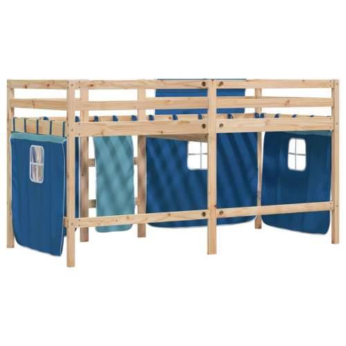 Dječji krevet na kat i zavjese plavi 80 x 200 cm borovina Plava 80 x 200 cm Cijena