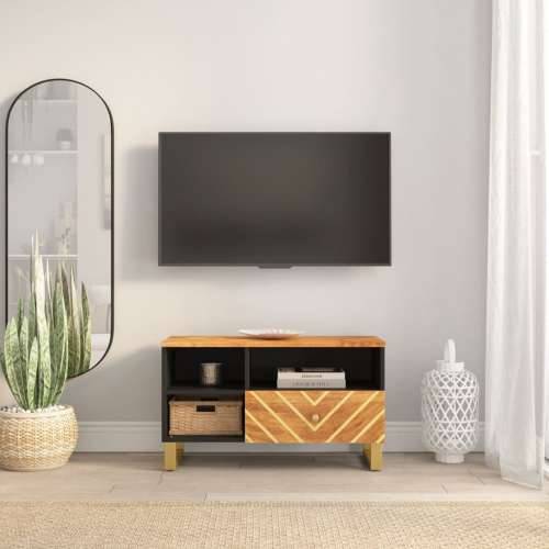TV ormarić smeđe-crni 80 x 33,5 x 46 cm od masivnog drva manga Cijena