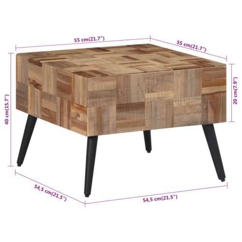 Stolić za kavu sivi 55x55x40 cm od masivne obnovljene tikovine - 55 x 55 x 40 cm 1 Cijena