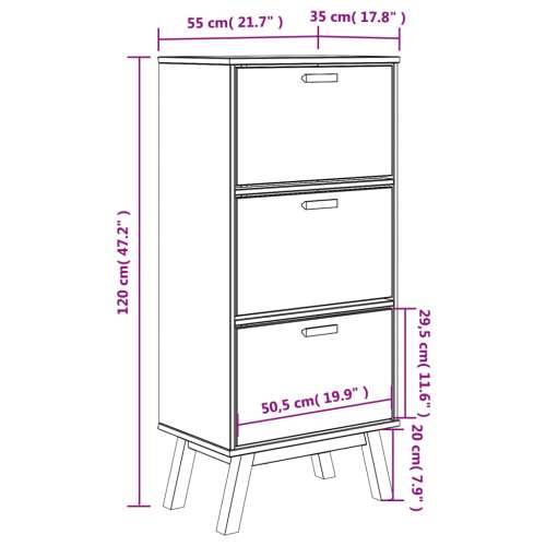 Ormarić za cipele OLDEN sivo-smeđi 55x35x120cm masivna borovina - Siva i smeđa 1 120 cm 35 cm Cijena