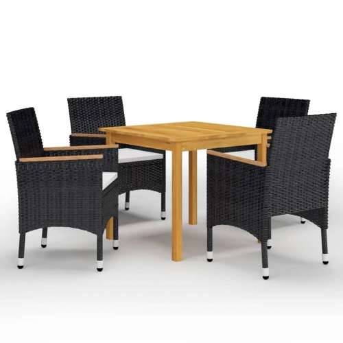 Vrtna garnitura - 5-dijelni vrtni blagovaonski set s jastucima crni - Crna Dužina stola 85 cm 4 Cijena