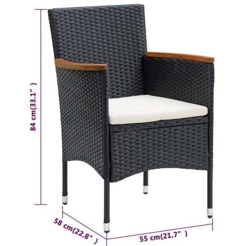 Vrtna garnitura - 5-dijelni vrtni blagovaonski set s jastucima crni - Crna Dužina stola 85 cm 4 Cijena